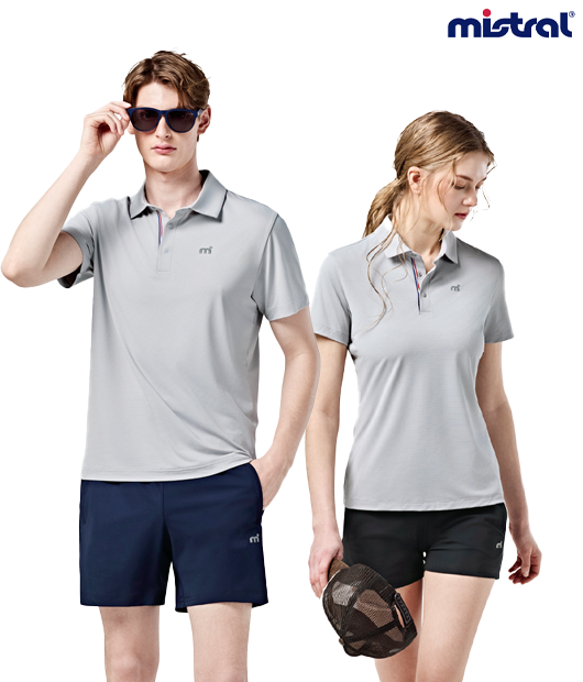 미스트랄 스판 반팔카라티셔츠 / 663112 / 그레이